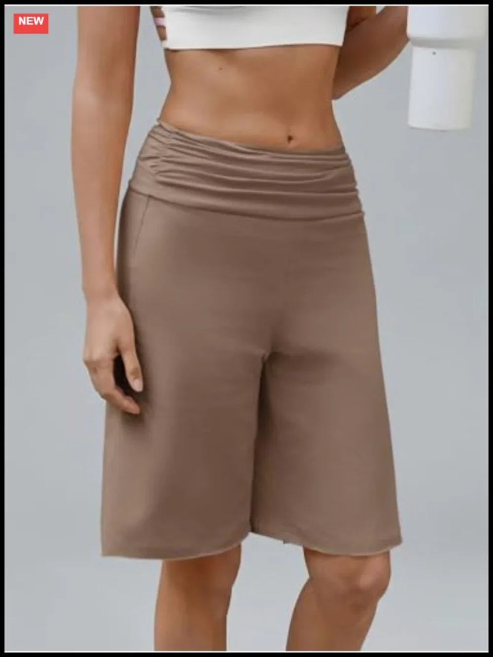 High Waisted Wide Leg Bermuda Shorts with Pockets 11